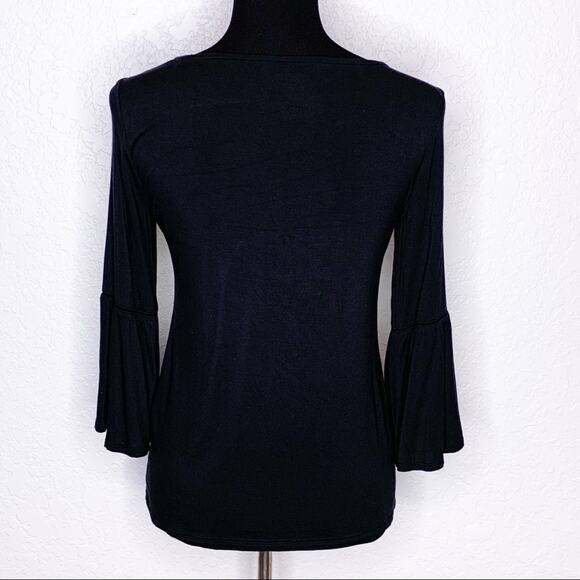 WHBM black lace neck bell sleeves top size Extra Small XS - Picture 2 of 9